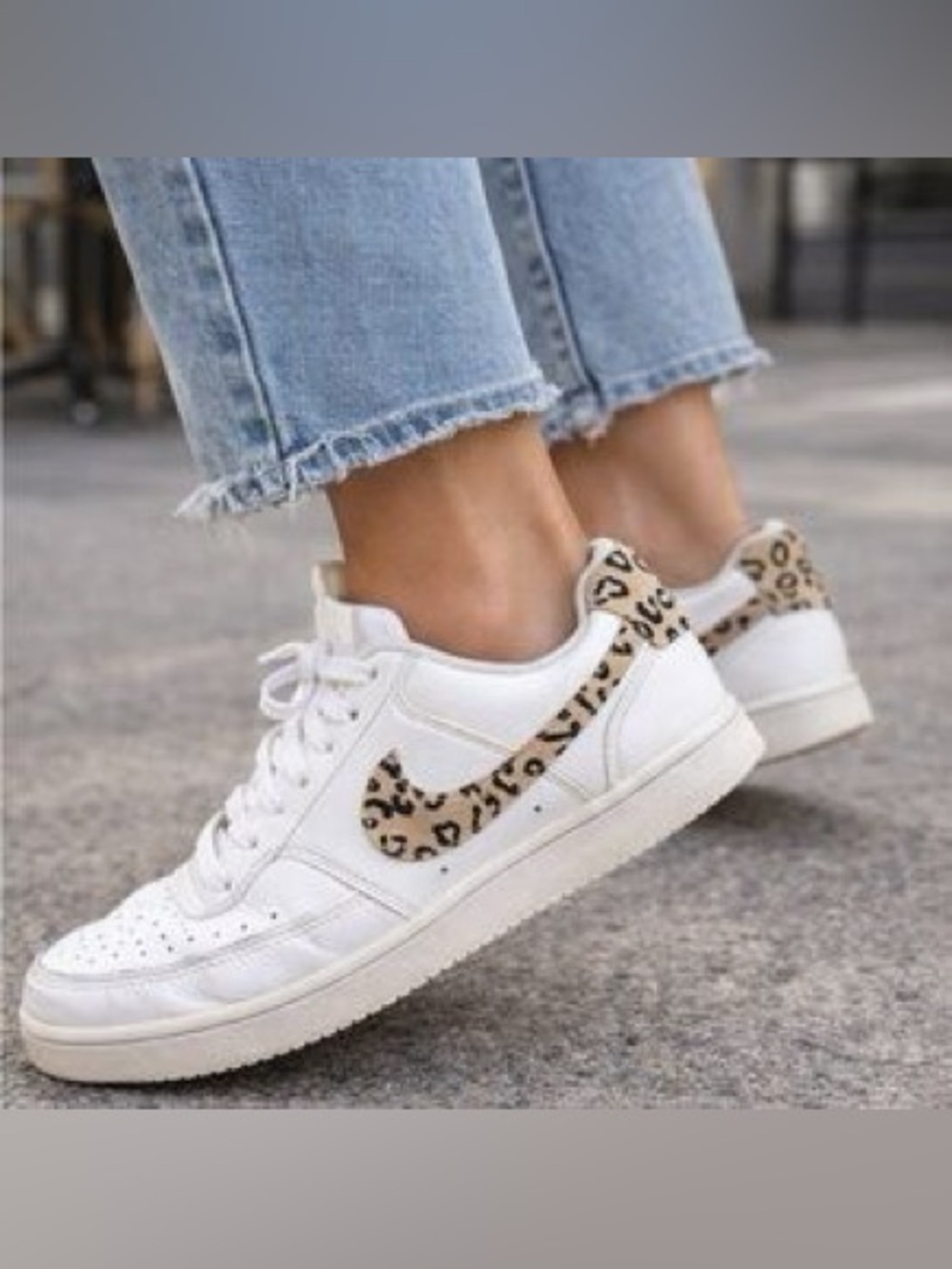 Nike Court Vision Low “Leopard Swoosh” White – Women’s Size 7